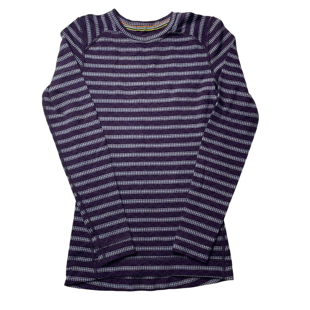 Smartwool Classic Thermal Merino Wool Purple Striped Base Layer Top XS Women's